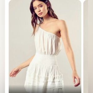 Mustard Seed NWT One Shoulder White Dress, Mini, Size L